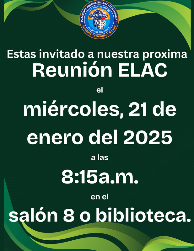 ELAC Meeting 1/21