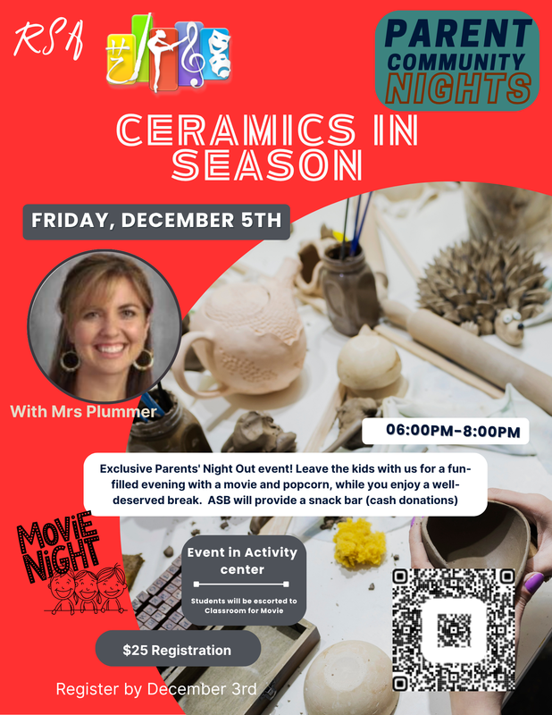 Community Night- Ceramics Dec 5th 6-8:00 $25