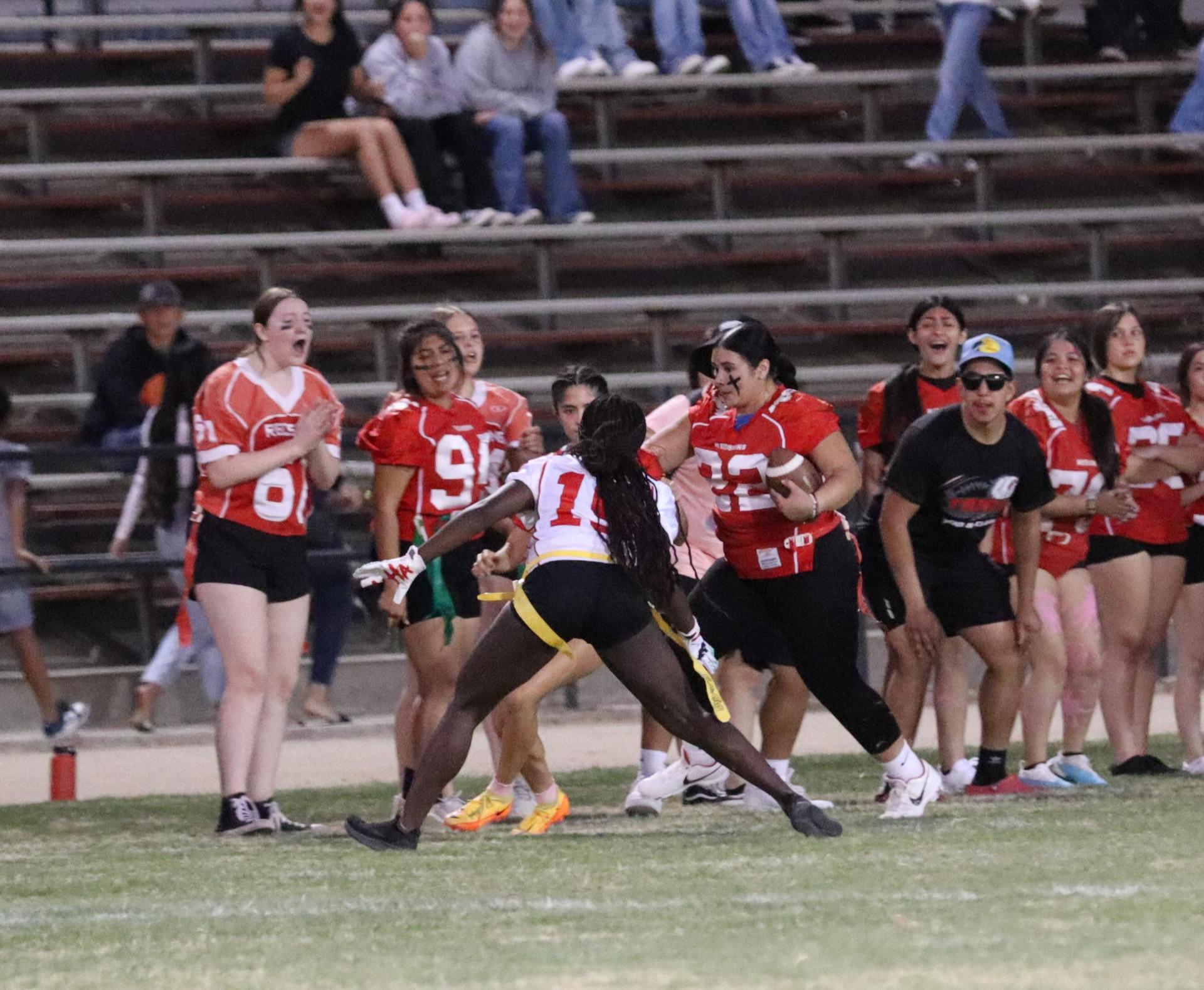 girls playing flag football