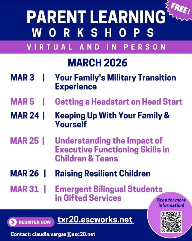 FREE Parent Workshops in March