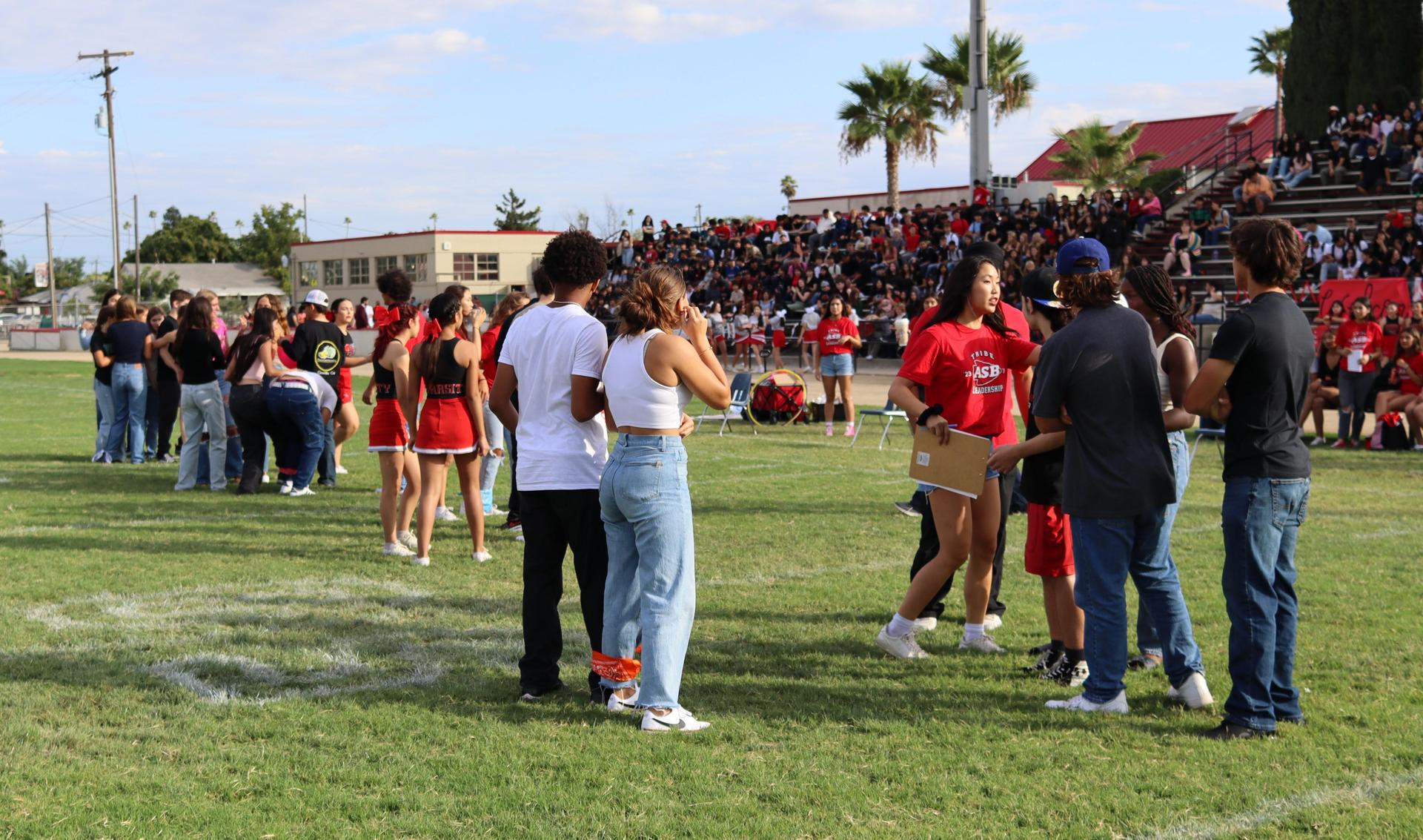 Students and staff enjoying the back to school rally