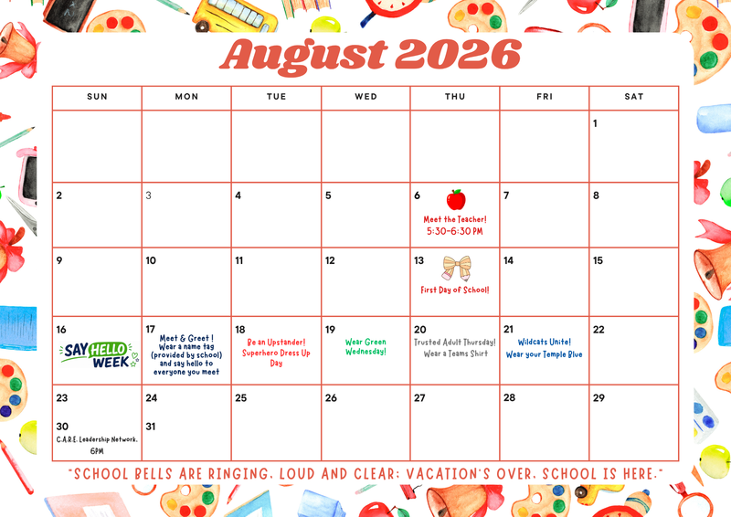 August Calendar