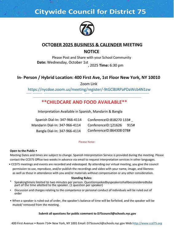 CCD75 October Meeting flyer