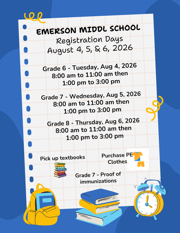 Registration Days for new school year 2026-2027