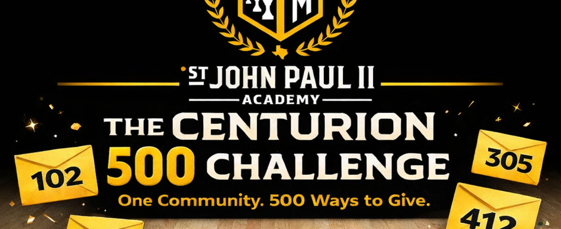 Text promoting a community challenge with envelopes and activities.