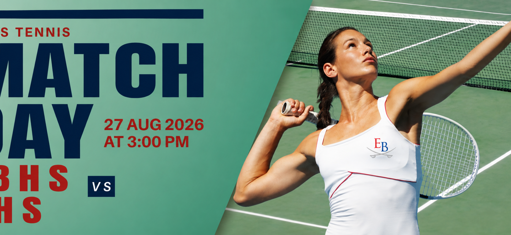 A female tennis player serves during a match announcement event.