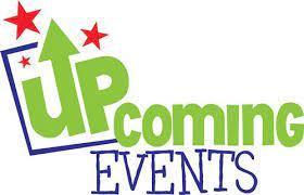 the word upcoming events in color letters
