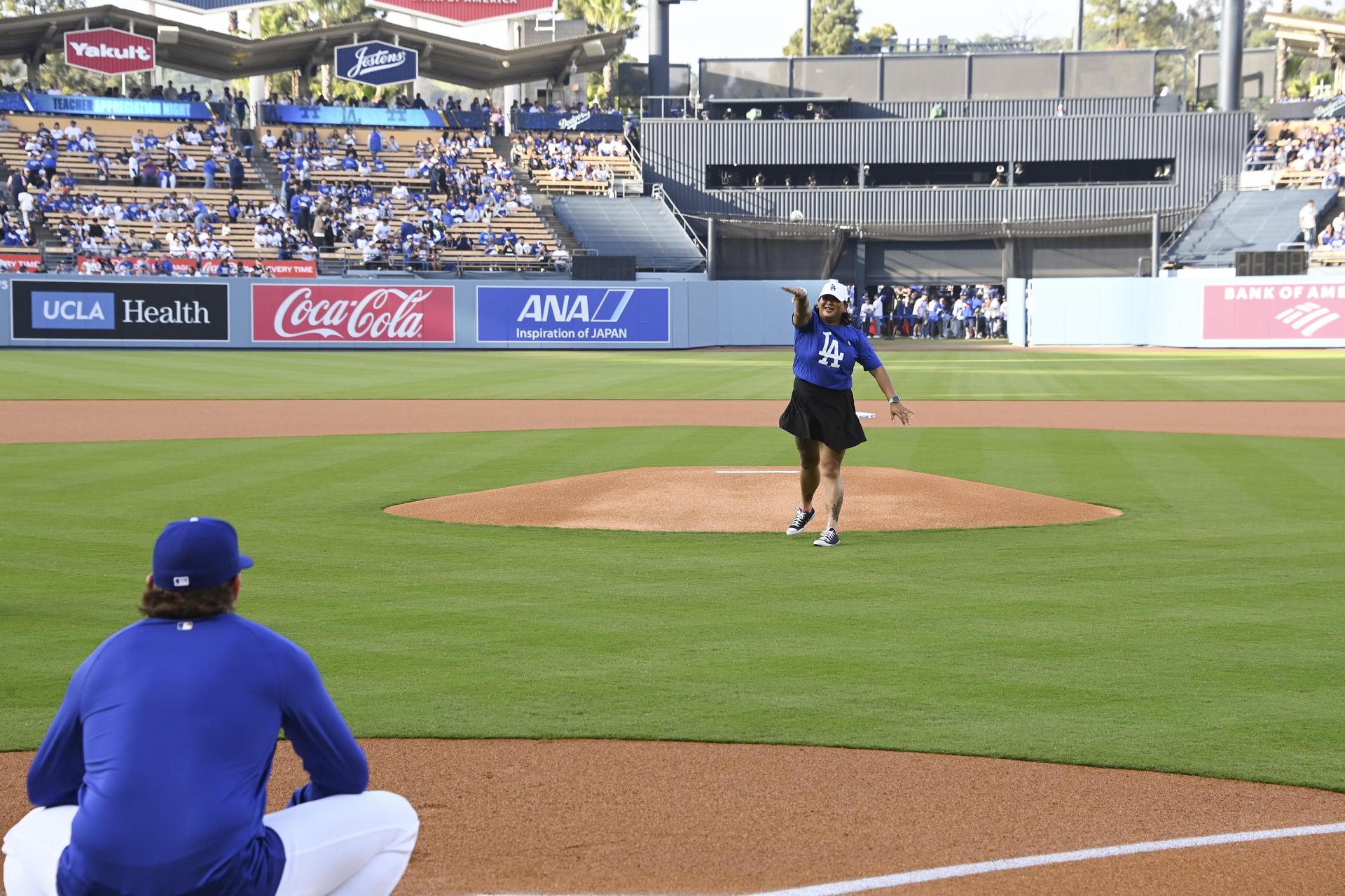 First pitch at Dodger Stadium for Teacher Appreciation Night 2025