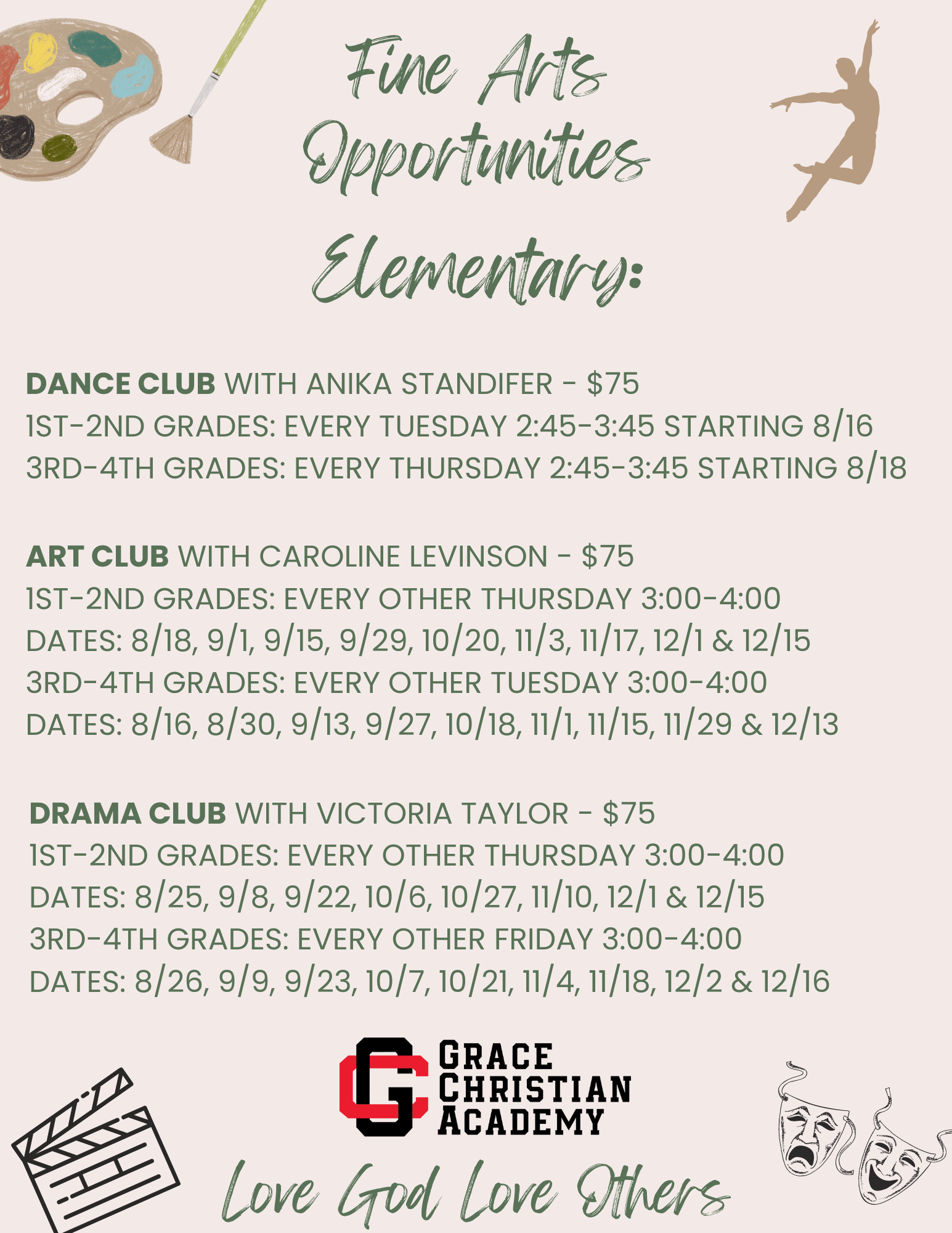 Elementary School Clubs Fine Arts Grace Christian Academy