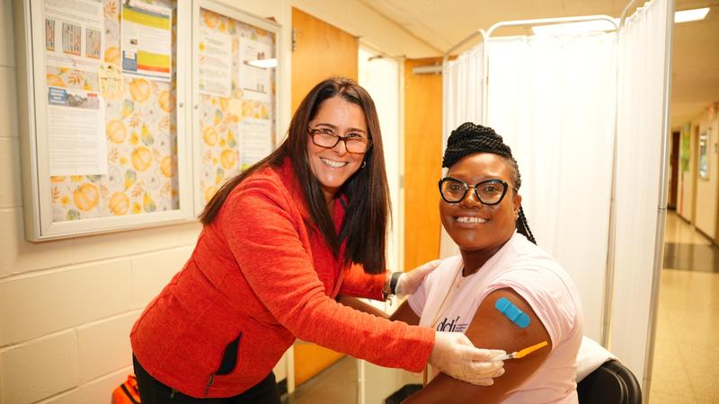 Woman getting a flu shot