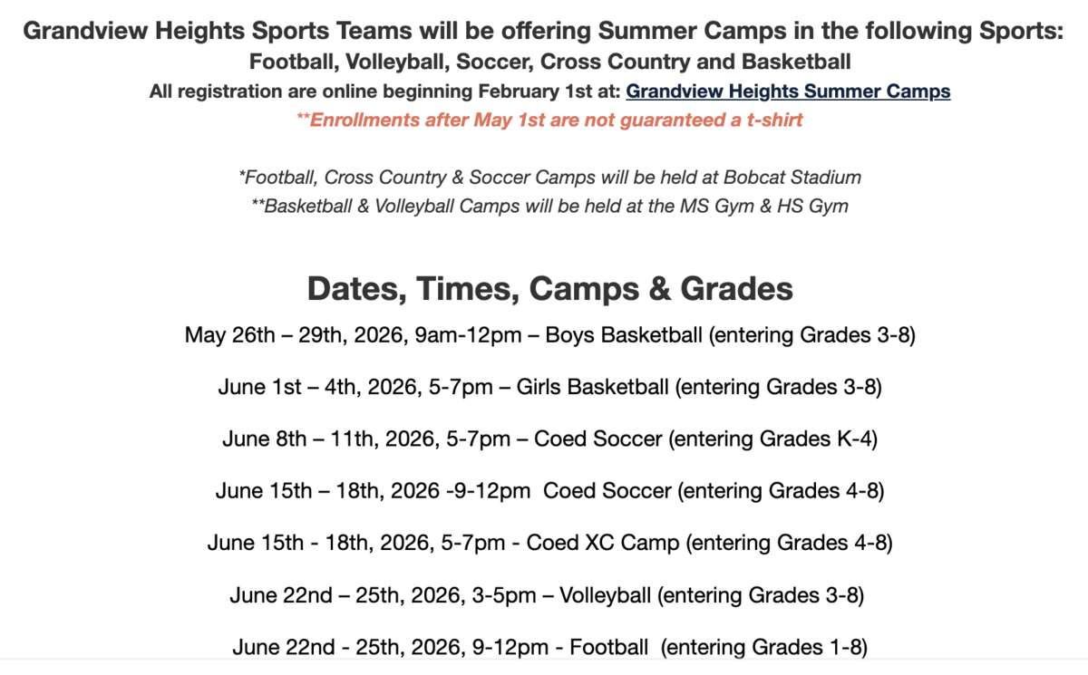 SUMMER CAMP REGISTRATION INFORMATION