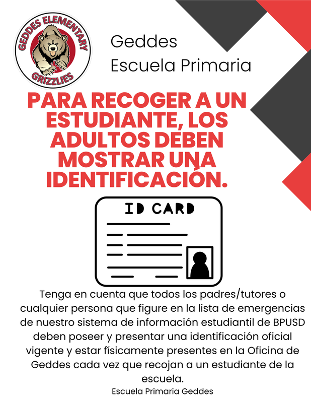 Parent ID for Student Pick-Up Flyer (Spanish)