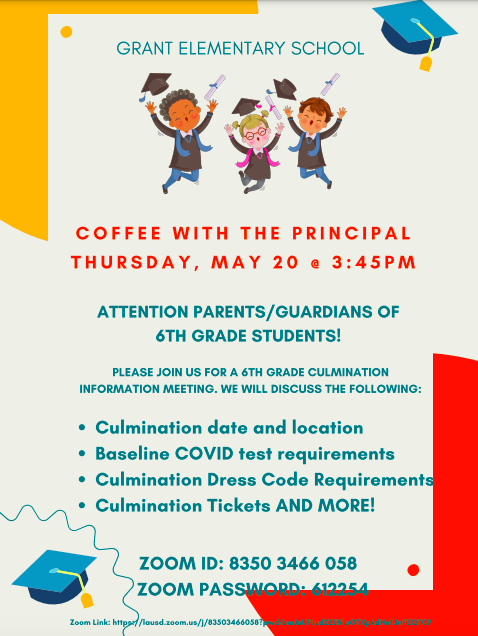 6th Grade Coffee with the Principal/ Cafe con la Directora para 6to Grado Featured Photo
