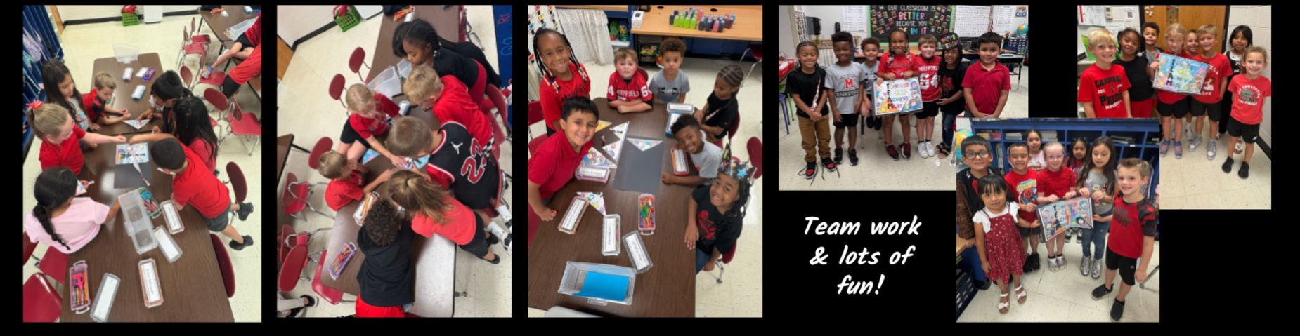 Mrs. Dunn's 1st grade class worked in teams this afternoon to build puzzles. It was a fun way to show that together we achieve more!