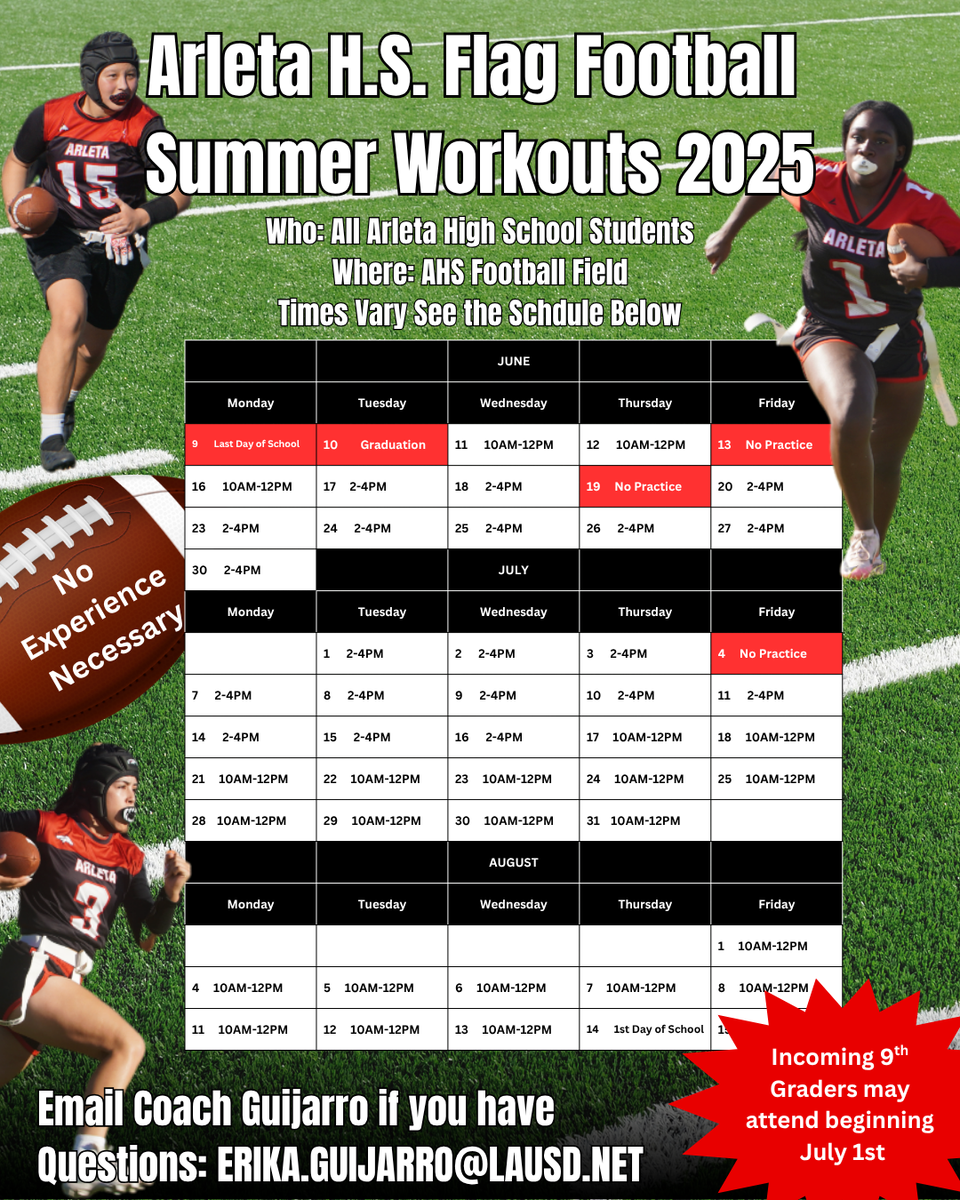 Summer practice schedule