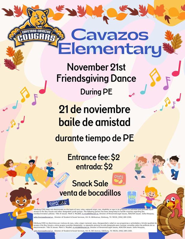 Friendsgiving Dance Friday, November 21st during PE $2
