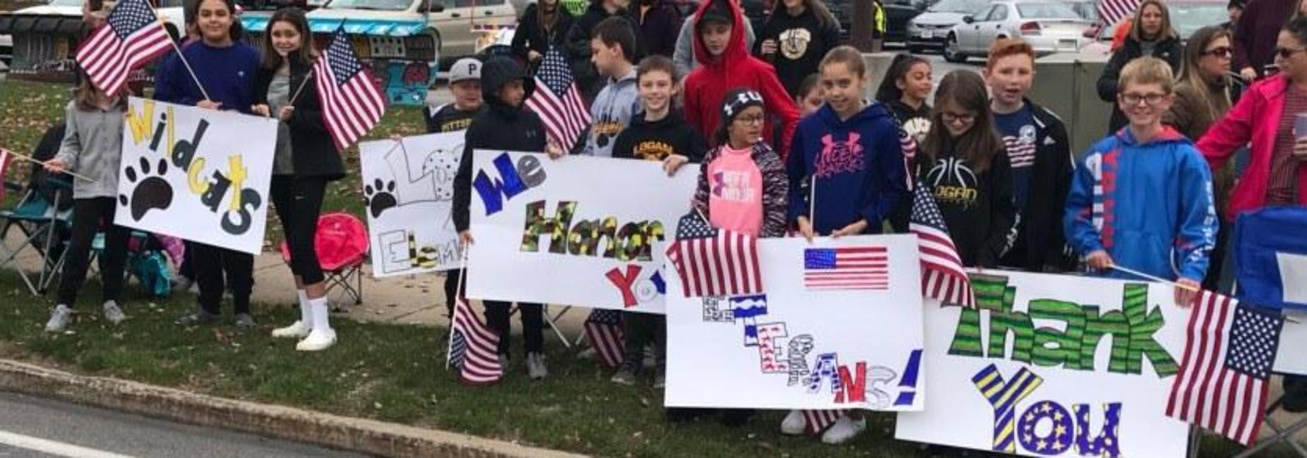 Student Council honor and support veterans during the Veteran's Day Parade.