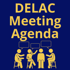 DELAC Meeting Agenda, four people sitting and talking