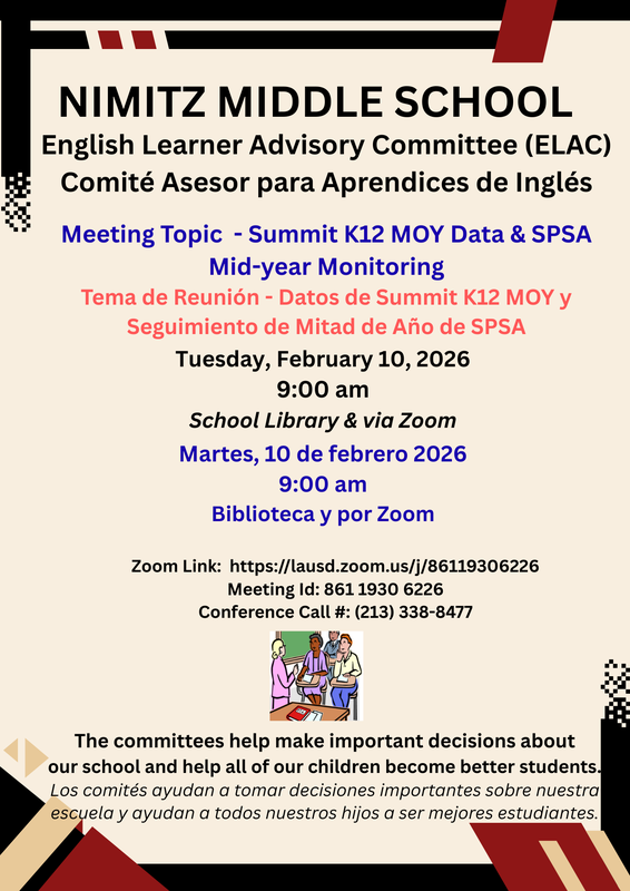 English Learner Advisory Committee (ELAC) / Comité Asesor de Aprendices de Inglés