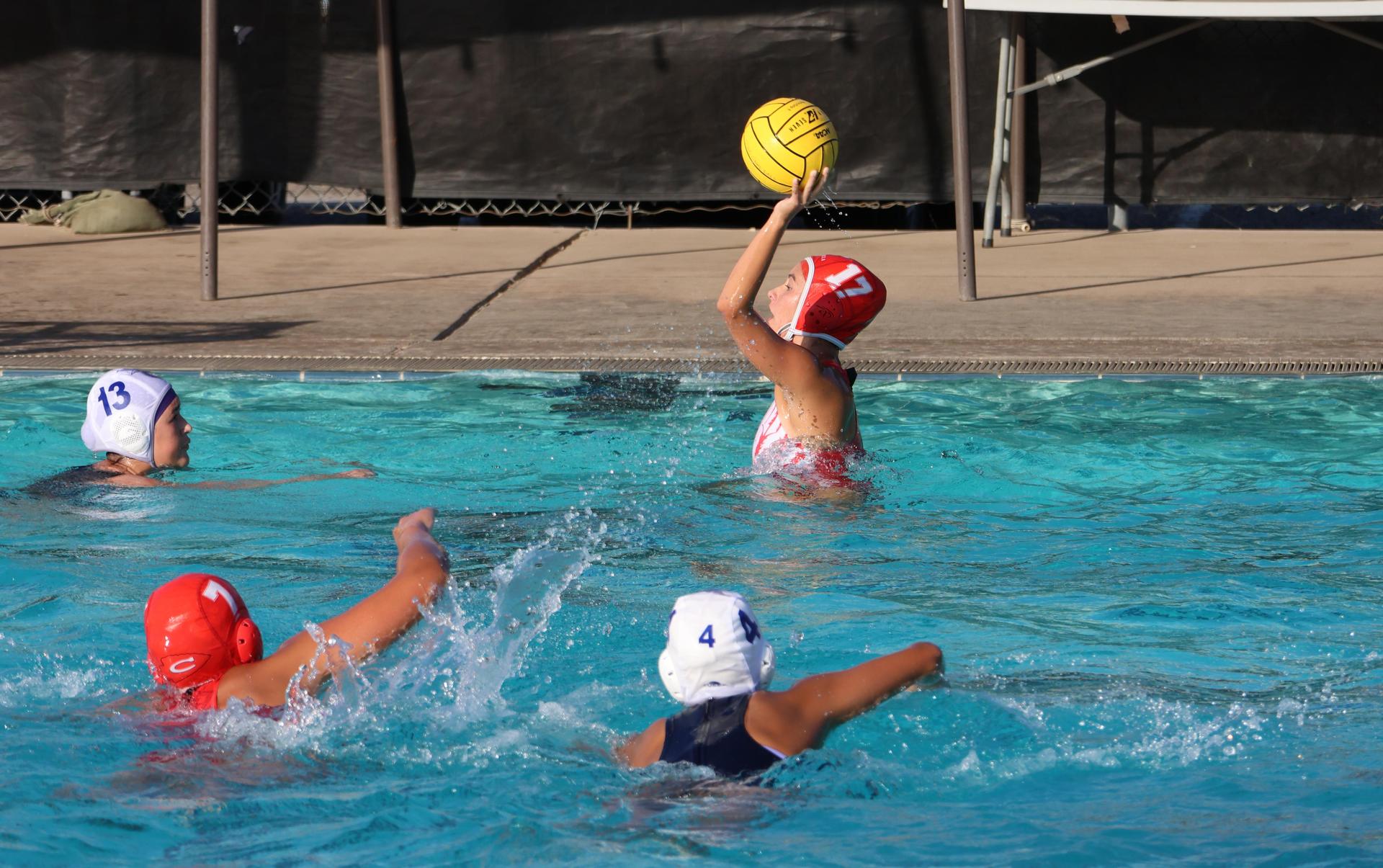 girls playing water polo against Sanger West