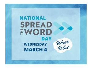 A blue background with the words National Spread the Word Day