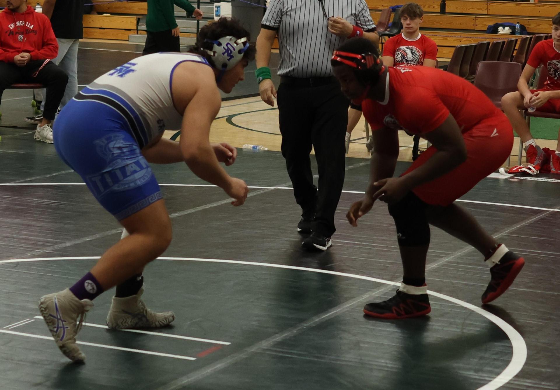 Boys wrestling in the Liberty Duals event 135