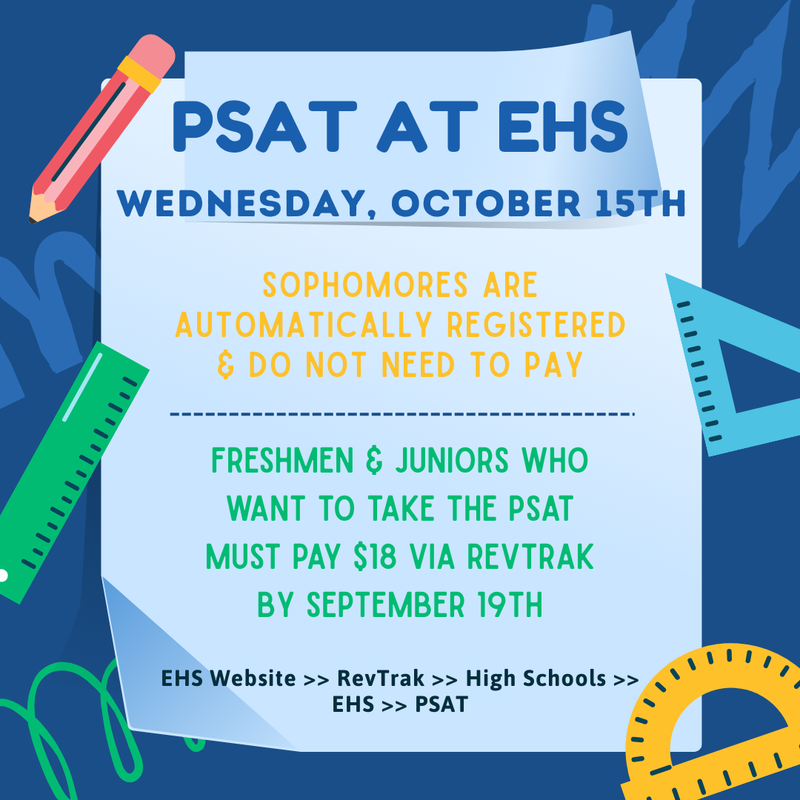 PSAT flyer for test at EHS on October 15