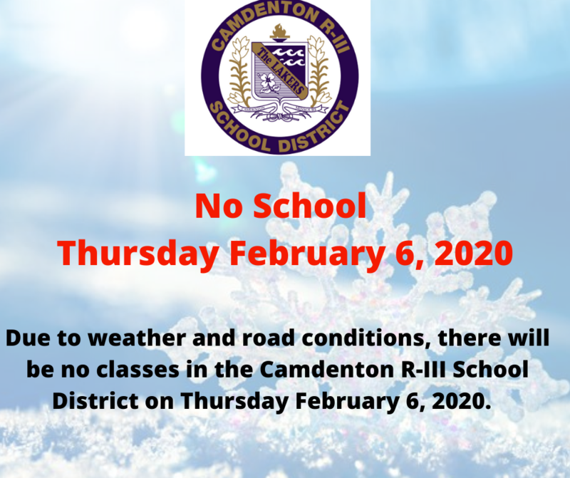 No School -  Thursday February 6, 2020