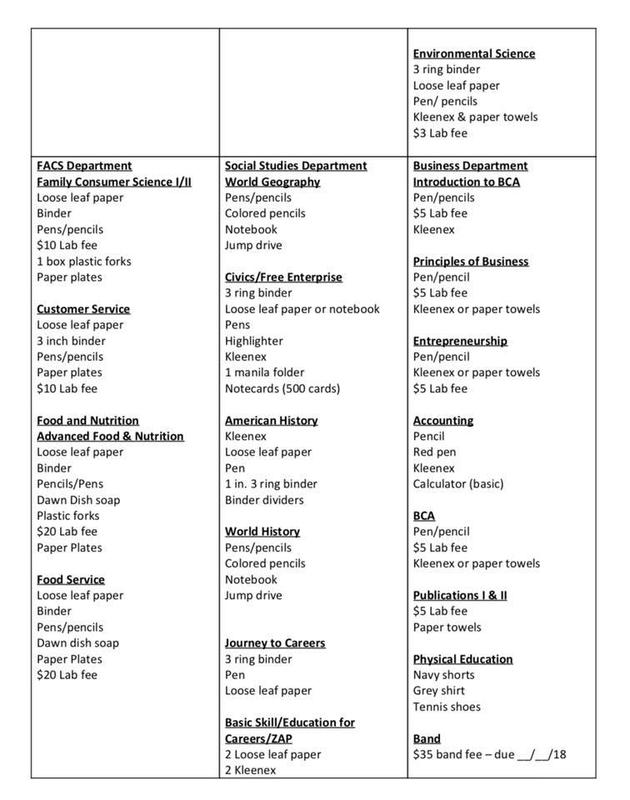 18-19 Supply List