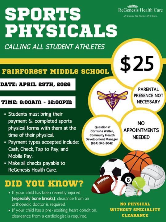 Sports Physicals at FMS for 2026-2027