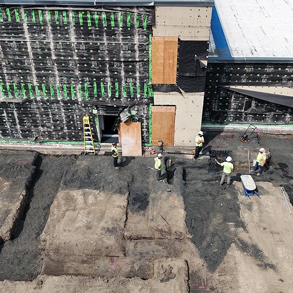 trenching for utilities on construction site