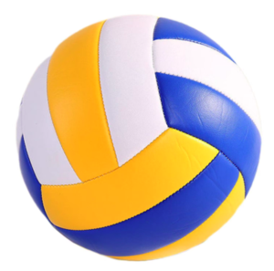 volleyball in blue, yellow and white.