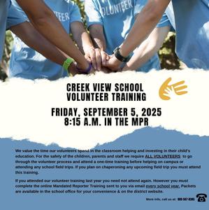 CREEK VIEW SCHOOL VOLUNTEER TRAINING