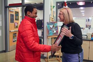 PHS Principal Lauran Knight and HS Christmas Card winner Ashton Dunbar