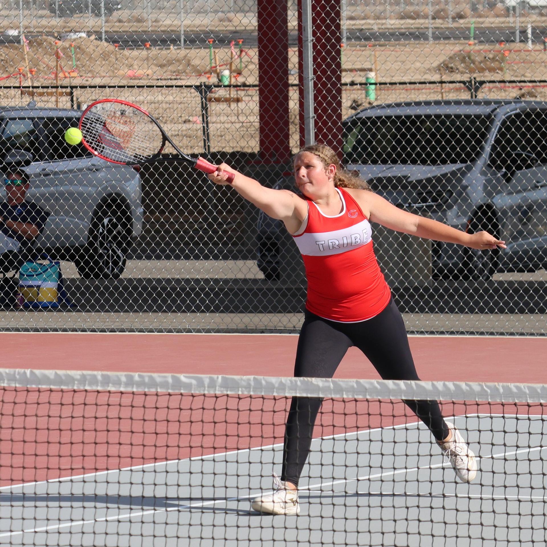 Girls tennis playing vs. Yosemite 22