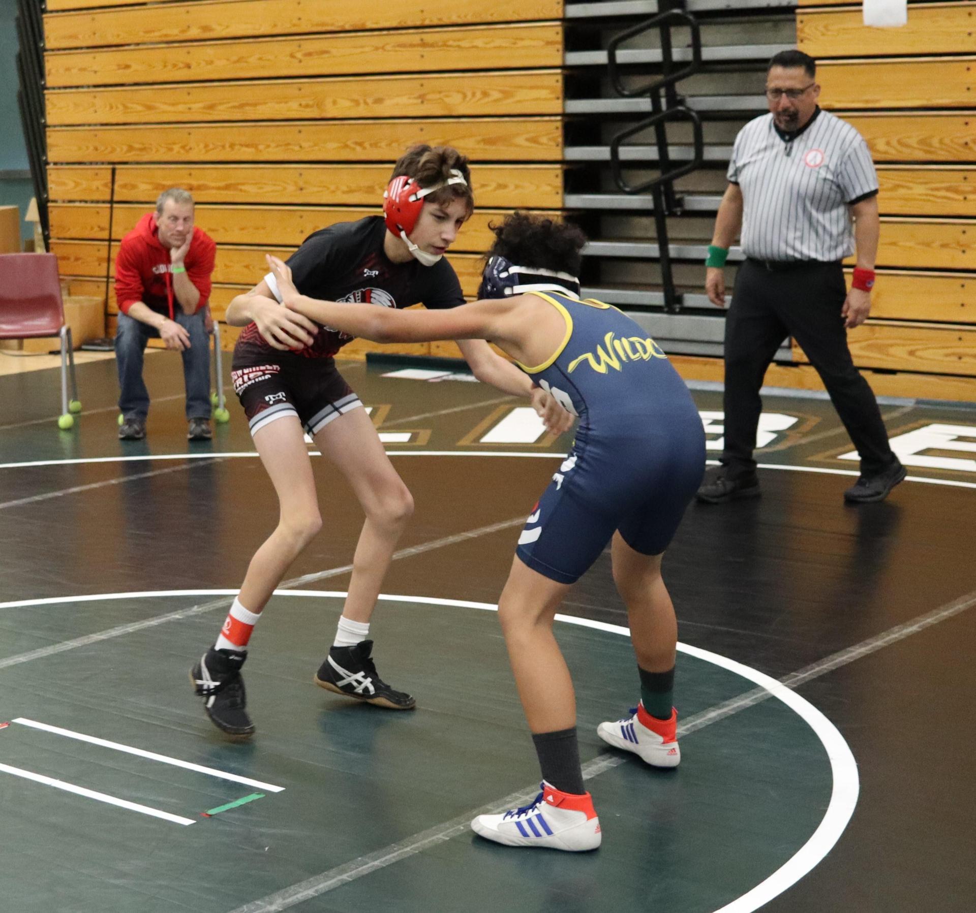 wrestlers in action at the Hawks invitational