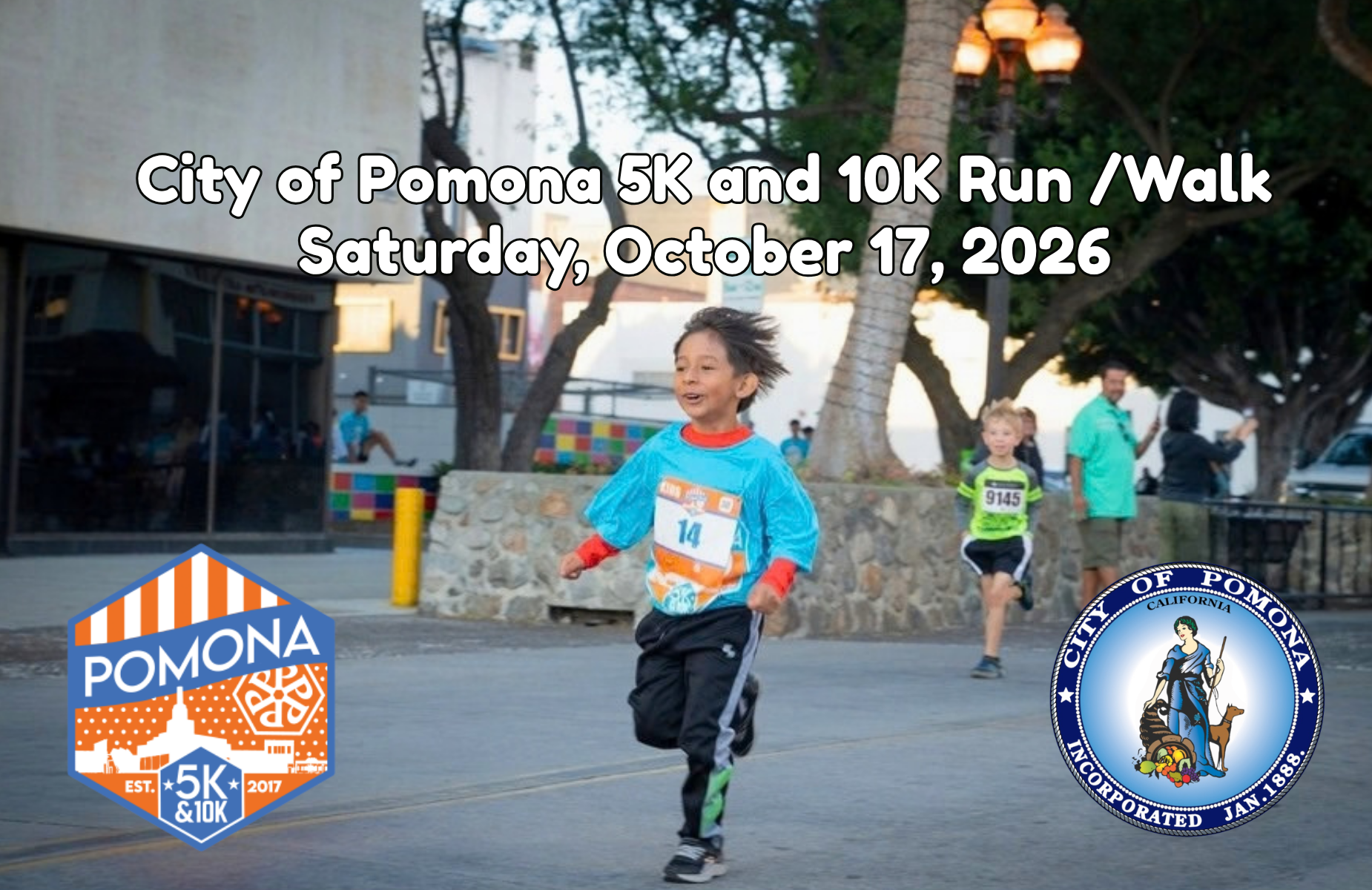 City of Pomona 5K and 10K run and walk shuffle banner - image for homepage