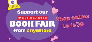 Support our school scholastic book fair on purple