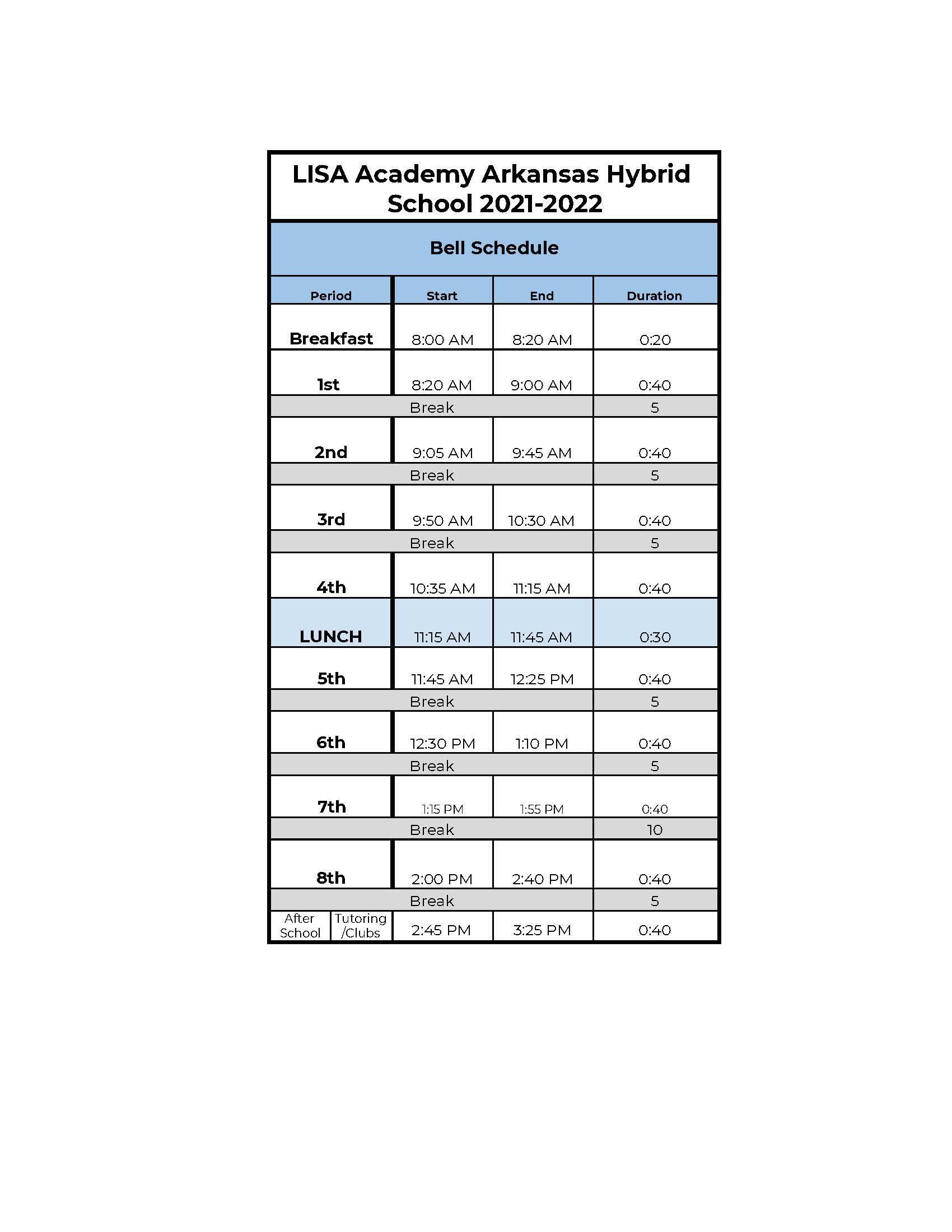 bell-schedule-students-lisa-academy-arkansas-hybrid-school