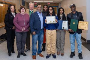 Xaiveyon poses for a photo with North Braddock reps