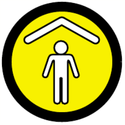 a yellow symbol for shelter in