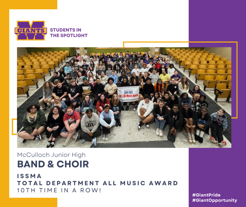 promo graphic - MJH band and choir ISSMA Total Department All Music Award 2026