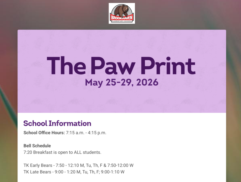 The Paw Print: Week of May 25th