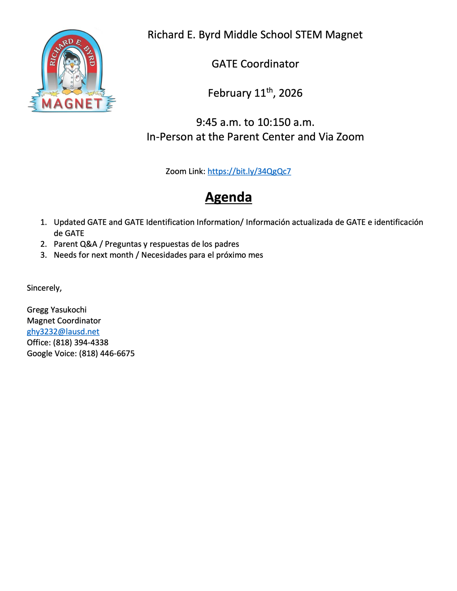 GATE Meeting Agenda
