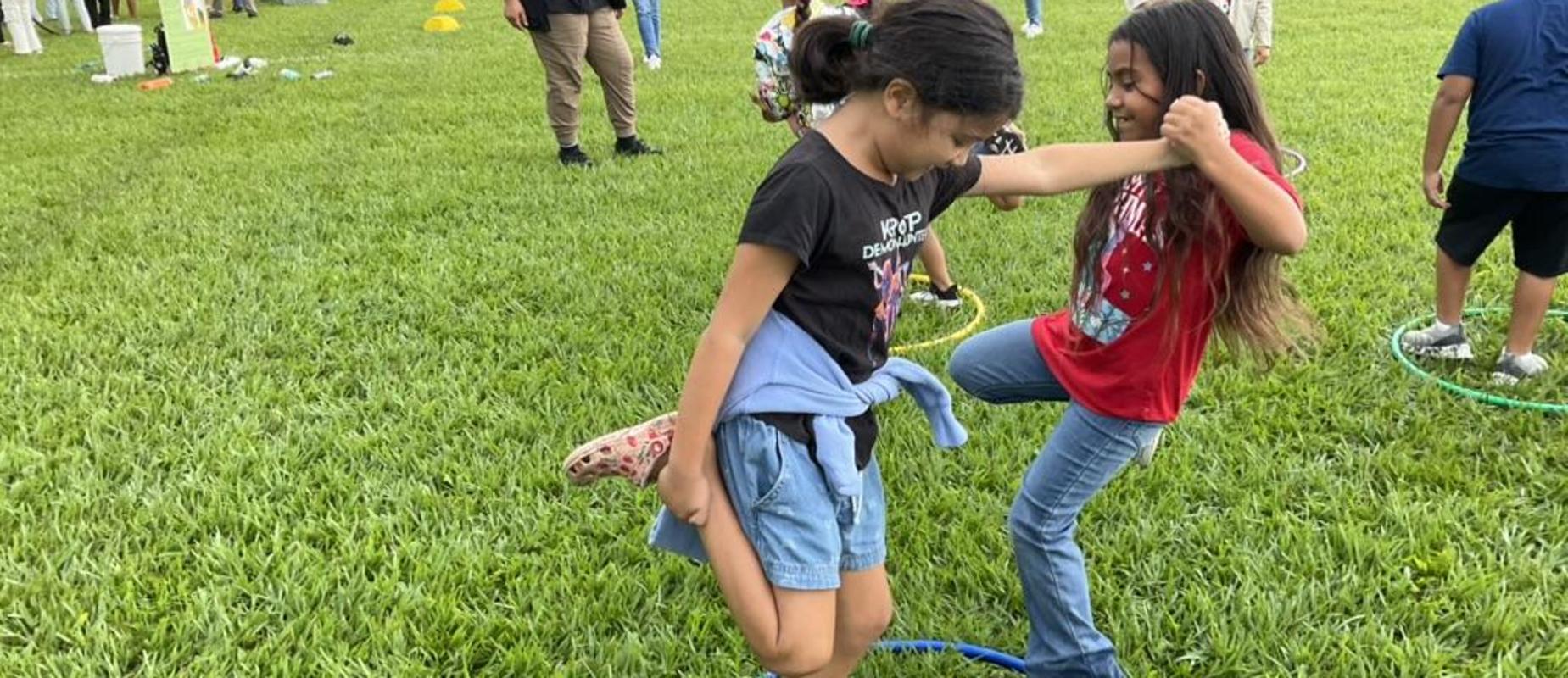 Students playing Hawaiian games