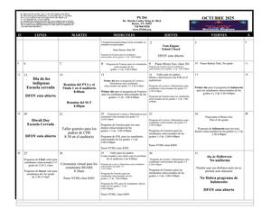 Calendario de octubre