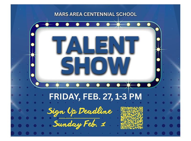 The words "Talent Show on a marquee graphic with a white background