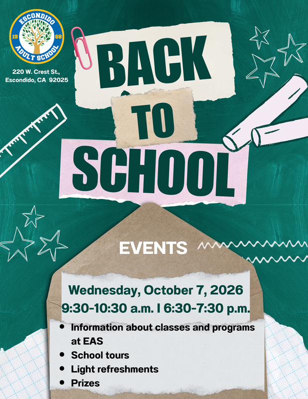 Escondido Adult School Back to School Event! Featured Photo