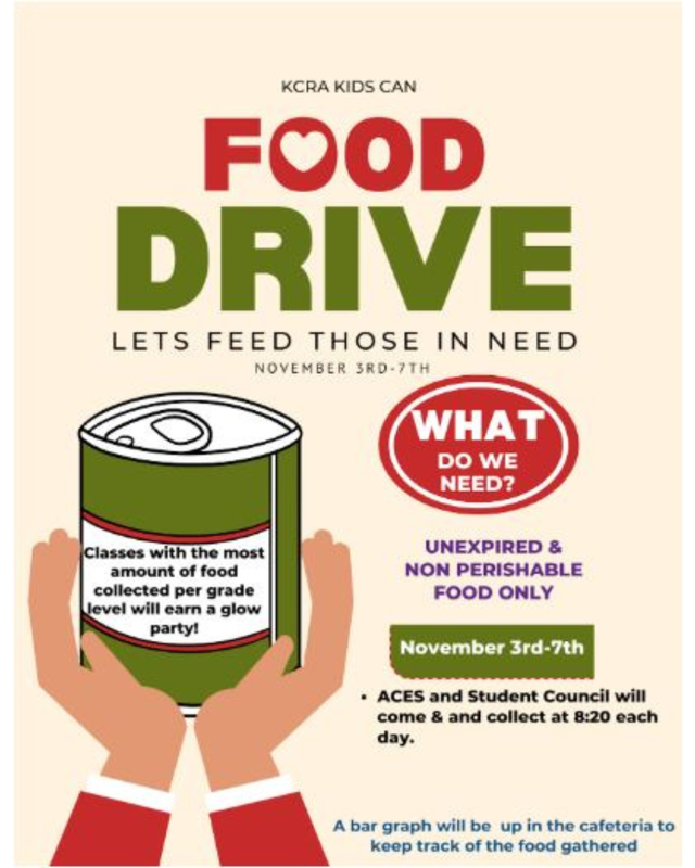 Canned food drive. Can with hands holding it