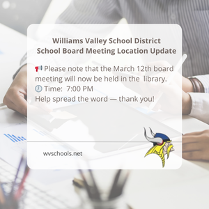 March 12 - School Board Location Change